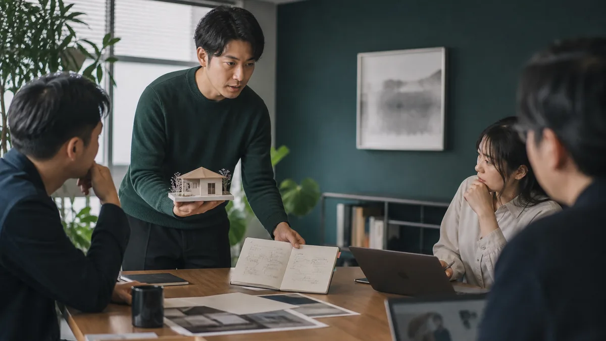 学んだことを仕事に持ち込むにはどうすればよいかについて、教材と計画を確認する社会人